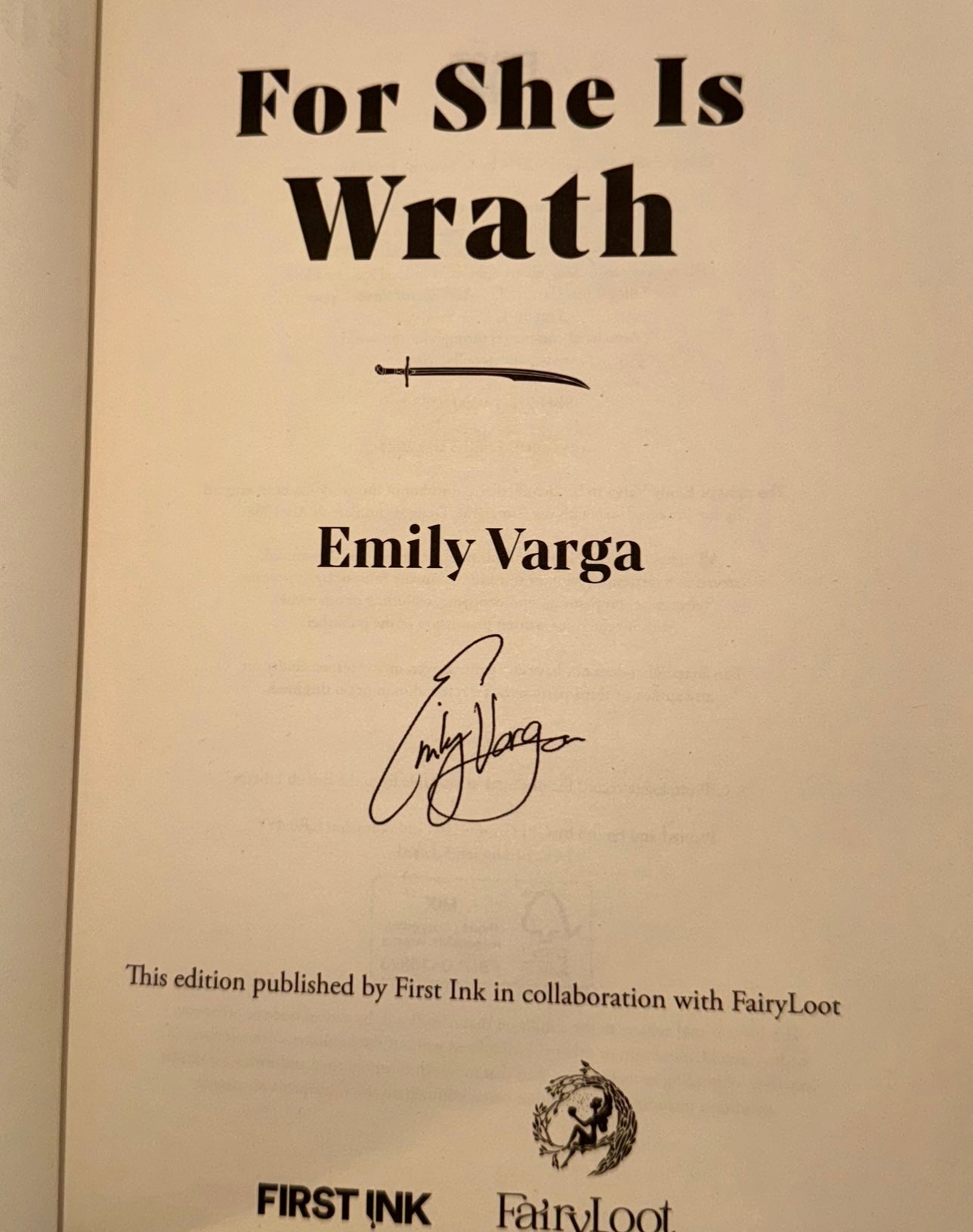 For She Is Wrath — Emily Varga (Signed First Edition, Special Edition Hardback)