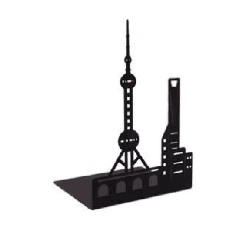 Stylish Premium Metal Bookends Creative Hollow-out Art Landmark Book Stands Creative Gift Non-Slip Bookends Book Support