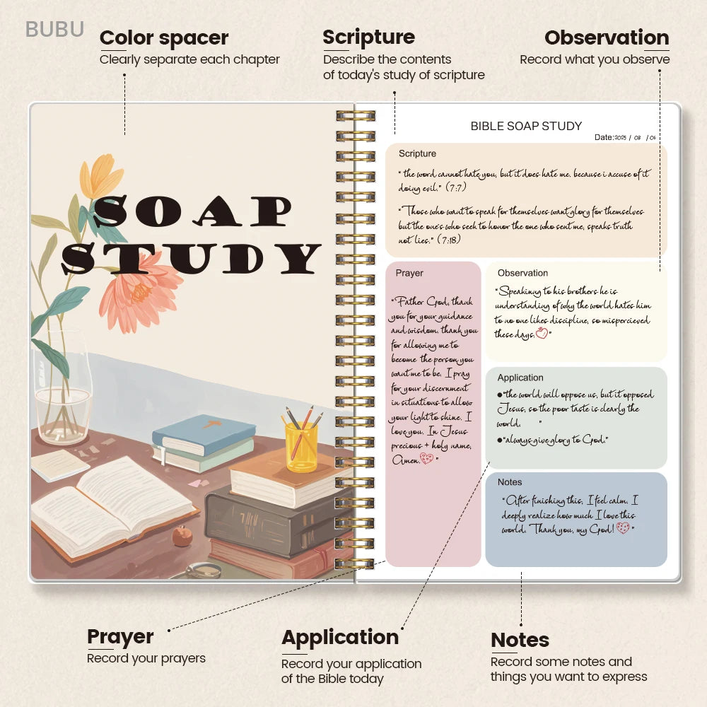 Daily Bible Study Journal - S.O.A.P Method Bible Study Supplies Church Notes Notebook Daily Devotional Notebook Prayer Journal