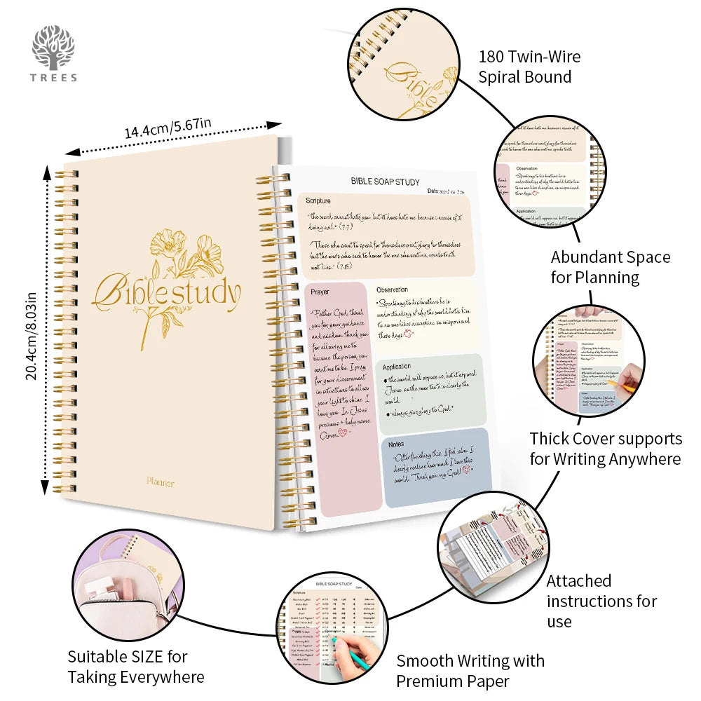 Daily Bible Study Journal - S.O.A.P Method Bible Study Supplies Church Notes Notebook Daily Devotional Notebook Prayer Journal