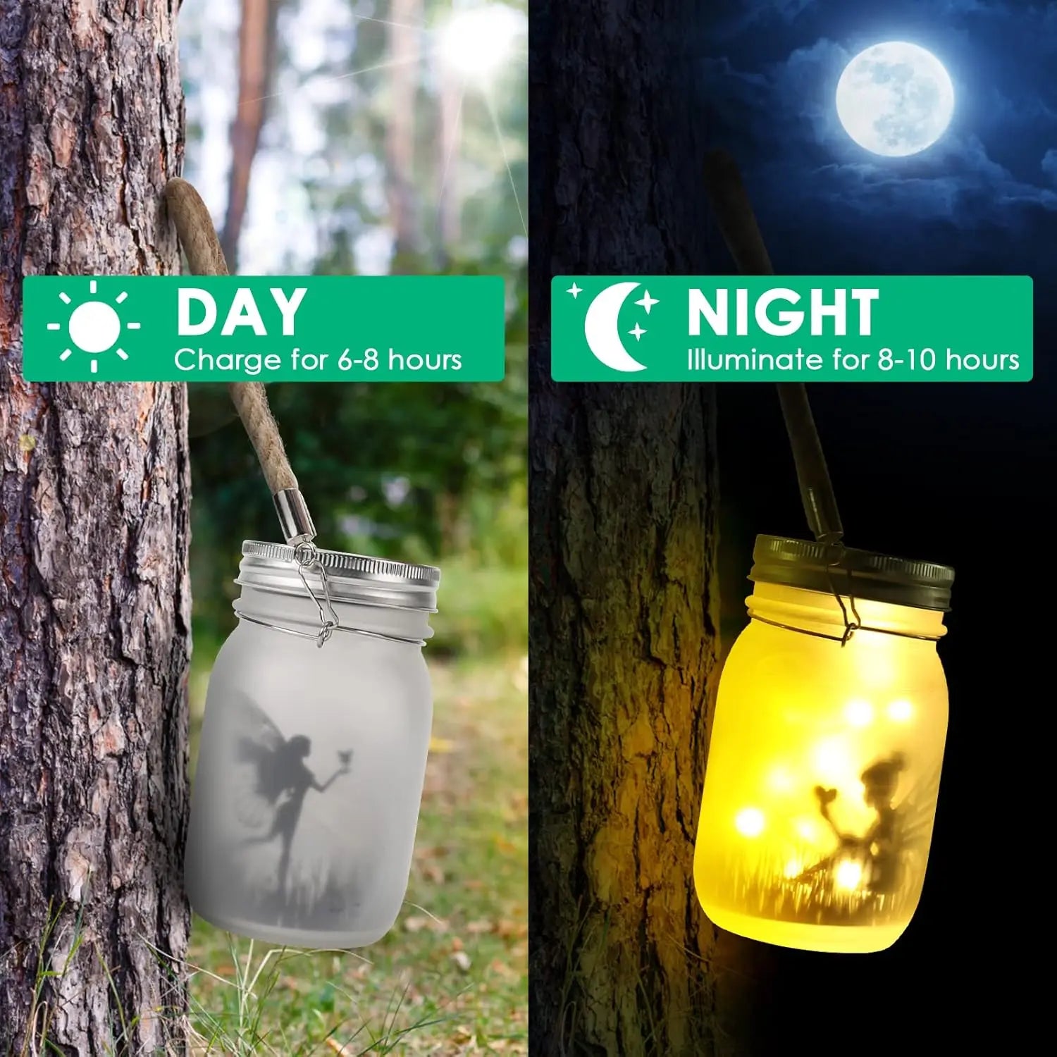 Mason Jar Lights Solar DIY Frosted Bottle Lamp Outdoor Lantern LED Fairytale Firefly Jar String Light Courtyard Decoration Light
