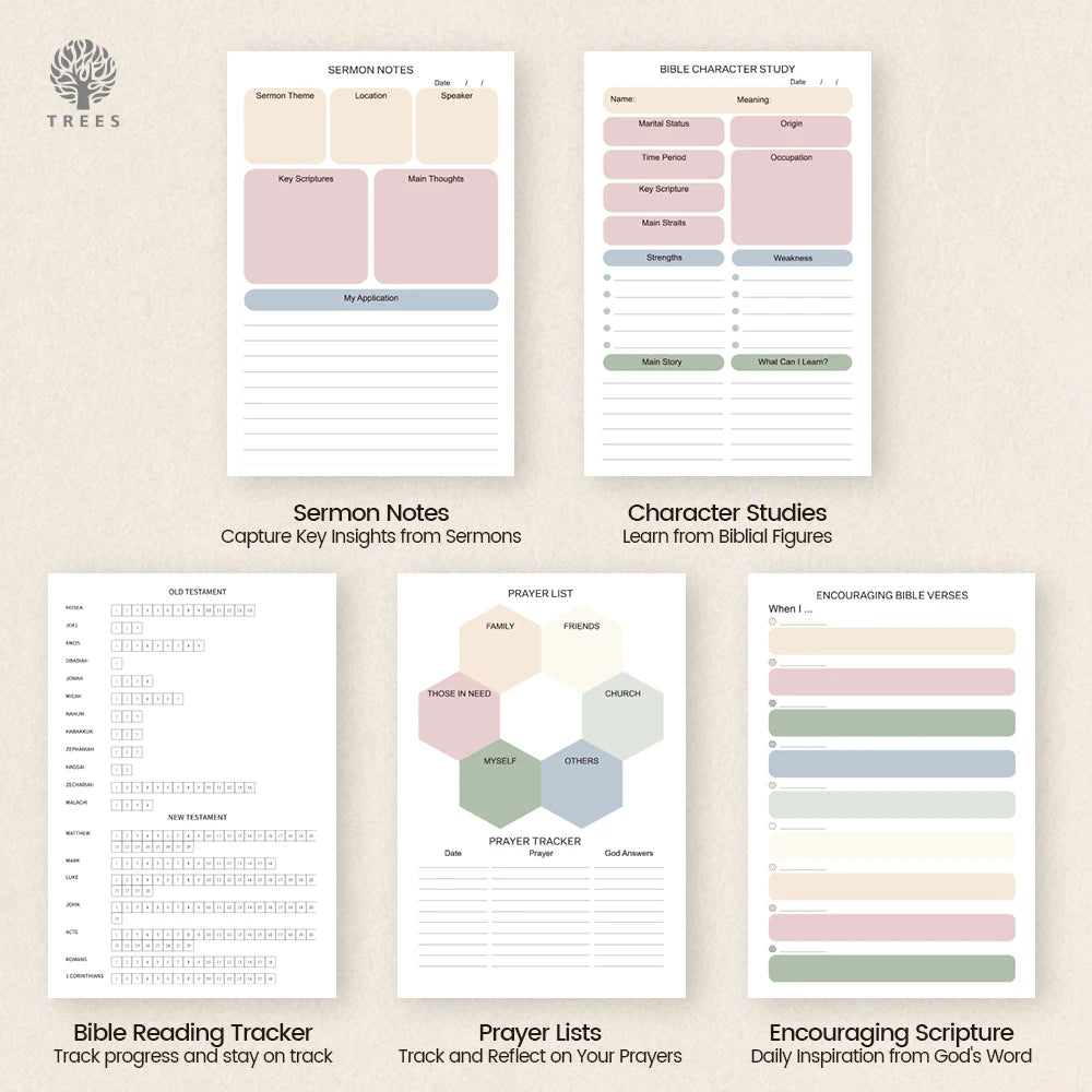 Daily Bible Study Journal - S.O.A.P Method Bible Study Supplies Church Notes Notebook Daily Devotional Notebook Prayer Journal