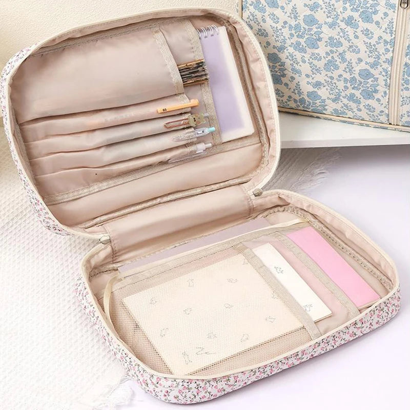 Large Bible Cover Case For Women,Quilted Bible Bag,Floral Bible Storage Bags With Zipper Pocket And Handle,Bible Study Supplies