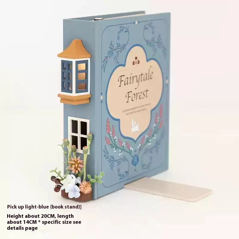 Fake Books Bookends With Led Light Book Holders Booknook Model Kit For Bookshelf Insert Miniature Ornament Decor Christmas Gifts