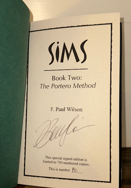 Sims: Book Two – The Portero Method (Signed by F. Paul Wilson)
