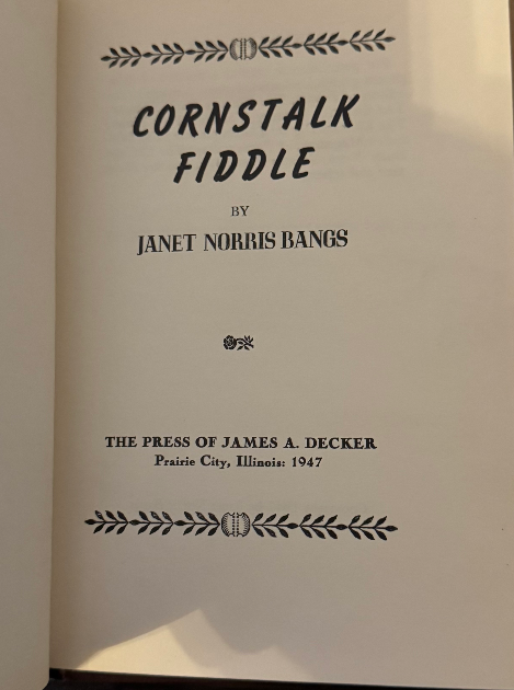 Cornstalk Fiddle – Janet Norris Bangs (Signed, 1st Edition)