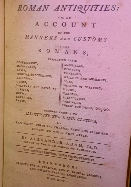 Roman Antiquities (1797, 4th Edition) – Alexander Adam, Fine Binding & Marbled E