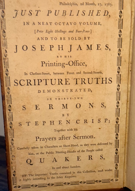 1787 Gough’s History Vol. I – Quaker Sermons by Stephen Cri
