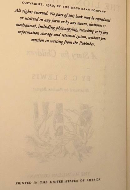 ✨ The Lion, the Witch and the Wardrobe by C.S. Lewis — 1950 Macmillan Edition w/
