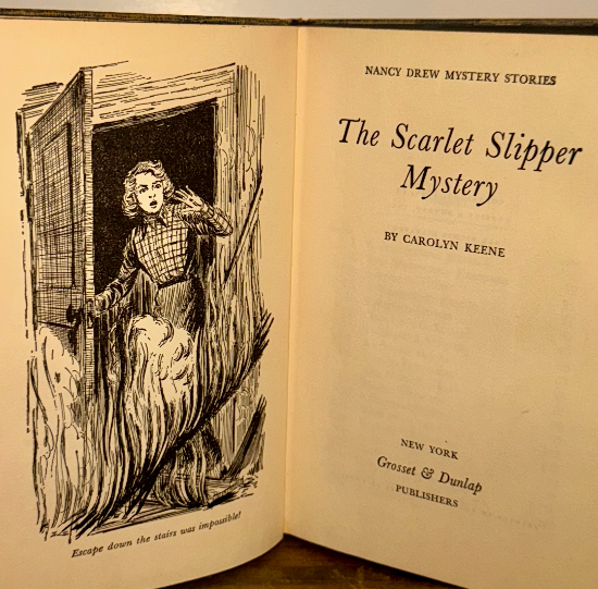 The Scarlet Slipper Mystery (Nancy Drew Mystery Stories #32, 1954 Hardcover, Car
