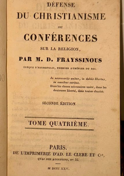 Défense du Christianisme ou Conférences sur la Religion – Tome Quatrième by M. D