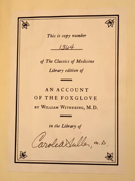 An Account of the Foxglove and Some of Its Medical Uses by William Withering, M.