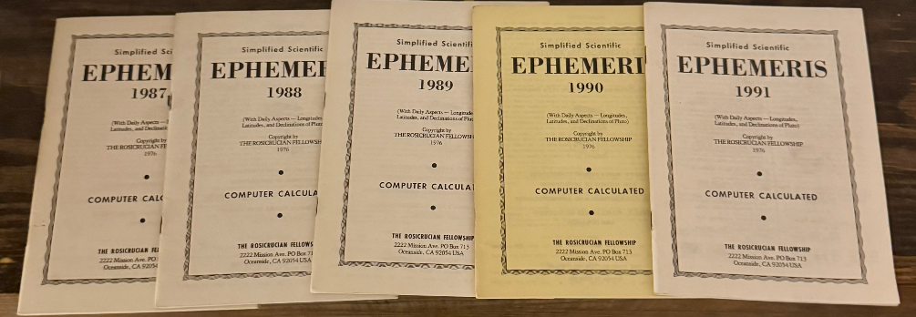 Simplified Scientific Ephemeris 1987–1991 (Set of 5) – Rosicrucian Fellowship As