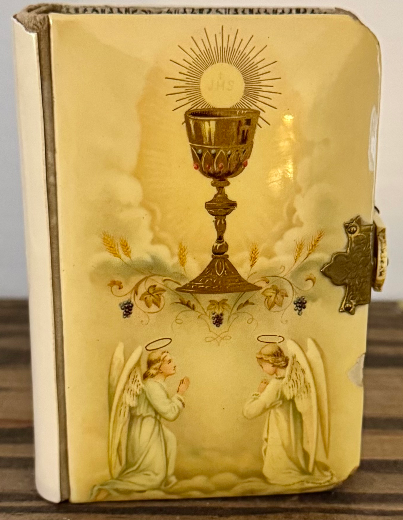 Antique Polish Catholic Celluloid Prayer Book w/ Original Box & Clasp (c.1910–19