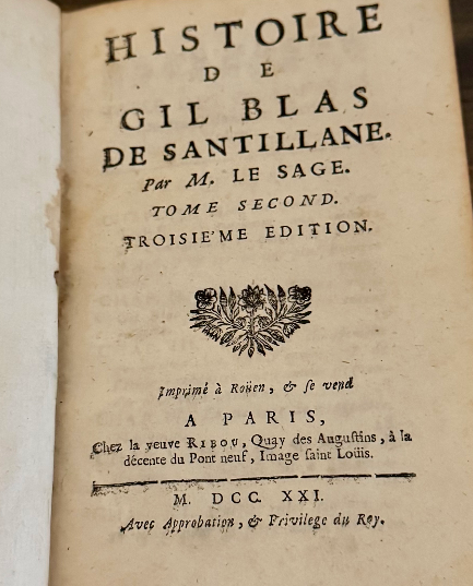 1721 Histoire de Gil Blas de Santillane – Tome II (1721, Paris) – Leather Bound