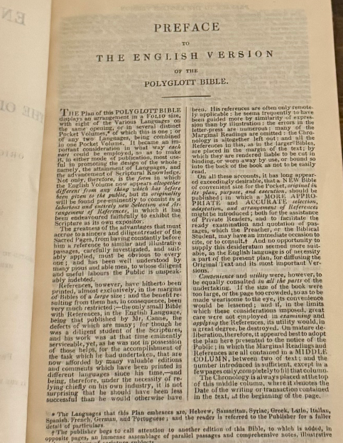1834 Bagster Polyglott Bible – English Version with Parallel Ancient Languages