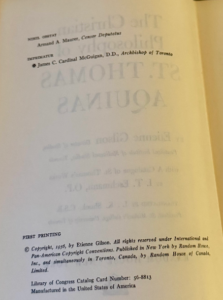 The Christian Philosophy of St. Thomas Aquinas – First Printing