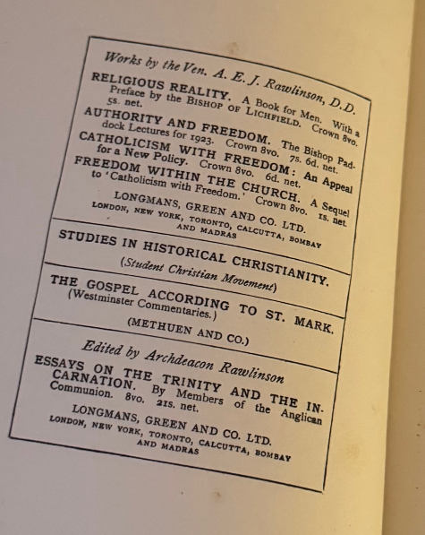The New Testament Doctrine of the Christ – A. E. J. Rawlinson – Bampton Lectures