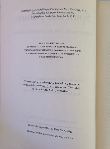 Spirit and Nature – Papers from the Eranos Yearbooks – Bollingen Series XXX:1