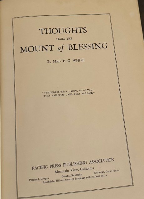 Thoughts from the Mount of Blessing – Mrs. E. G. White -