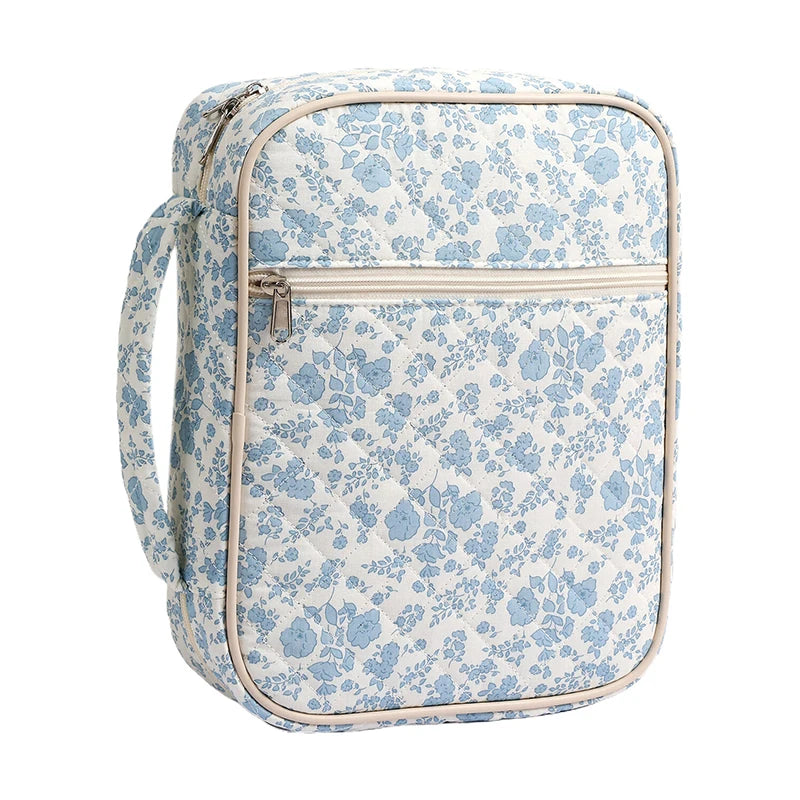 Large Bible Cover Case For Women,Quilted Bible Bag,Floral Bible Storage Bags With Zipper Pocket And Handle,Bible Study Supplies